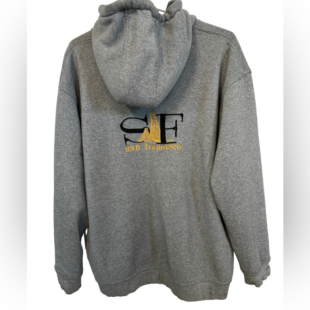 Vintage Warm San Francisco CA Golden Gate Bridge SF Gray Men’s L Full Zip Hoodie